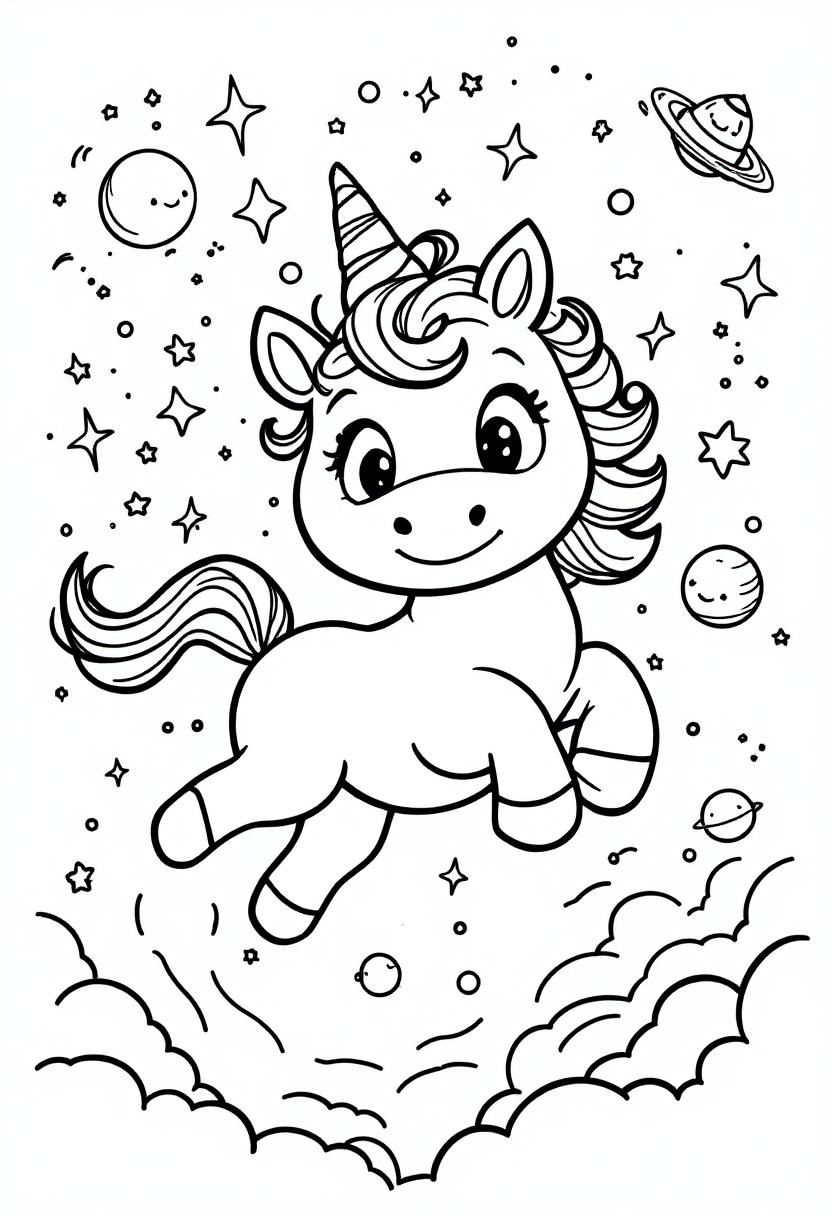 Unicorn astronaut in space