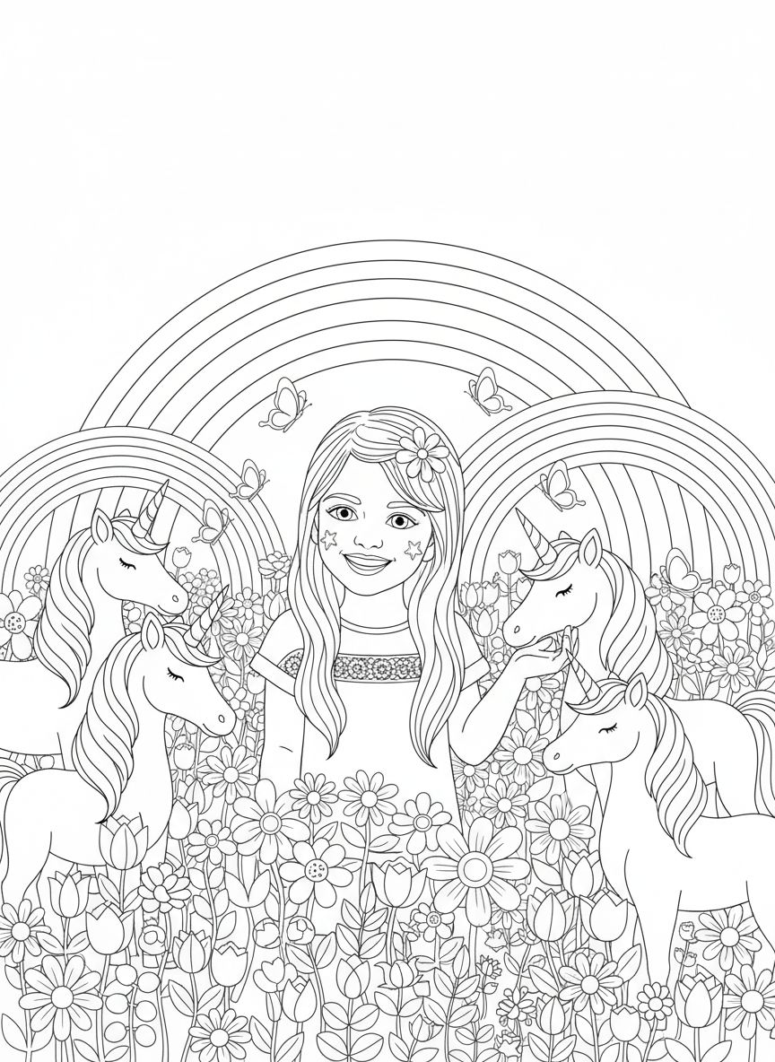 Unicorn Meadow coloring page example