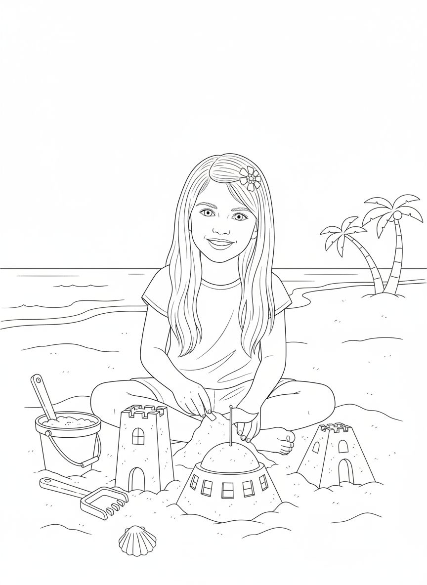 Beach Adventure coloring page example