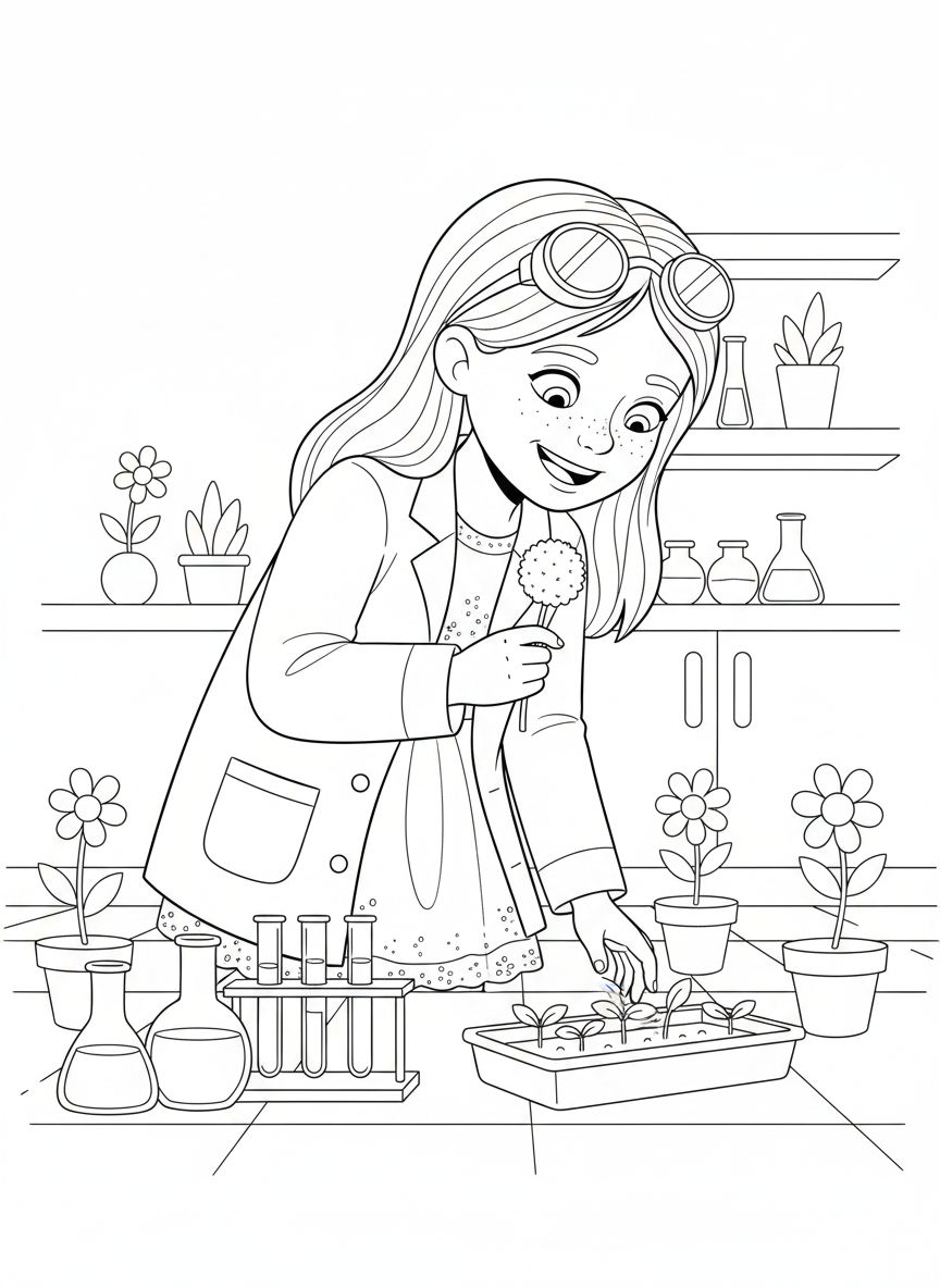 Story page 5: Discovers her plants are growing